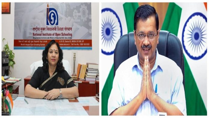 सरोज शर्मा और सीएम केजरीवाल