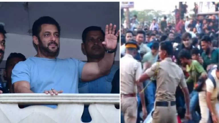 57वें जन्मदिन पर सलमान खान के घर के बाहर बेकाबू हुए फैंस, पुलिस ने बरसाई लाठियाँ: जूते-चप्पल छोड़ कर सरपट भागे, SRK भी पहुँचे थे पार्टी में