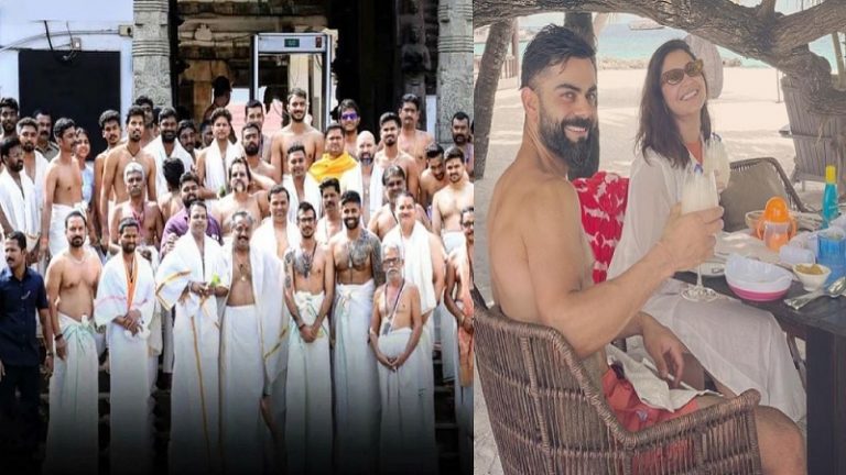 पद्मनाभ स्वामी के दर्शन को पहुँचे सूर्यकुमार-श्रेयस सहित टीम इंडिया के कई खिलाड़ी, बीच पर एन्जॉय करते दिखे कोहली-अनुष्का: केरल में नगाड़ा-कथकली से टीम इंडिया का स्वागत