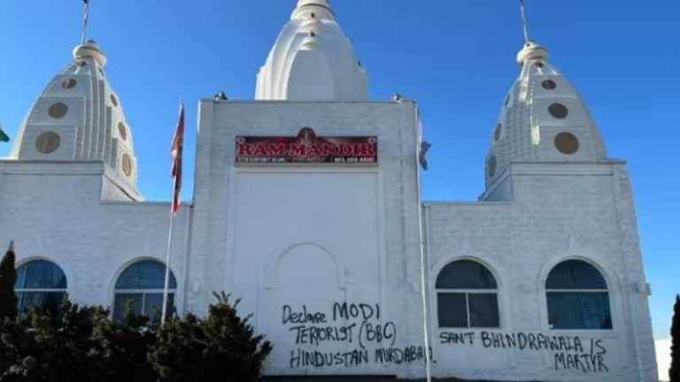 राम मंदिर पर लिखे भारत विरोधी नारे, PM मोदी के खिलाफ उगला जहर: कनाडा में एक और हिंदू मंदिर खालिस्तानी घृणा का बना शिकार