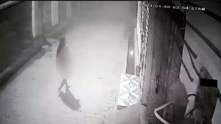 रामपुर में आधी रात घूम रही नग्न स्त्री, पुलिस कर रही तलाश: CCTV में कभी बेल बजाती तो कभी सड़क पर दिखी, दहशत