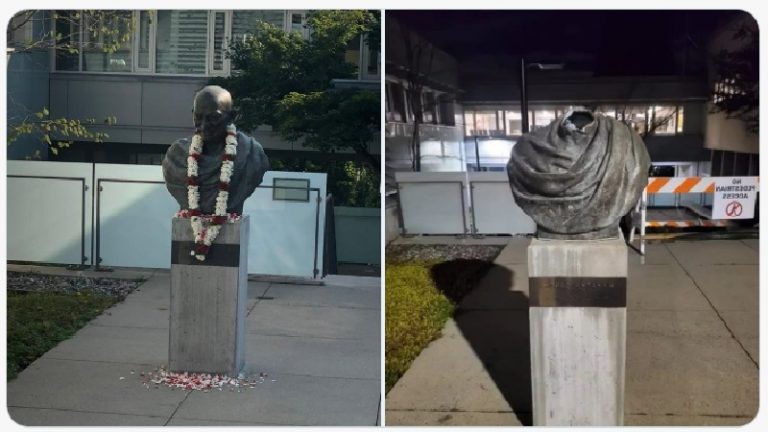 कनाडा में फिर तोड़ी गई महात्मा गाँधी की मूर्ति: 5 दिन के अंदर दूसरी घटना, भारत ने विरोध जताया