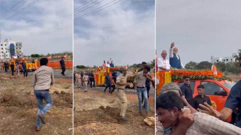 कर्नाटक में PM मोदी की सुरक्षा में फिर हुई चूक: भागता हुआ कार के करीब आया शख्स, हिरासत में लेकर हो रही पूछताछ