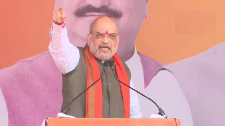 ‘जय श्रीराम’ के नारों के बीच अमित शाह ने थामा त्रिशूल, बंगाल से 2024 में 35 सीटें माँगी: कहा- BJP सरकार ही रोक सकती है घुसपैठ-गो तस्करी