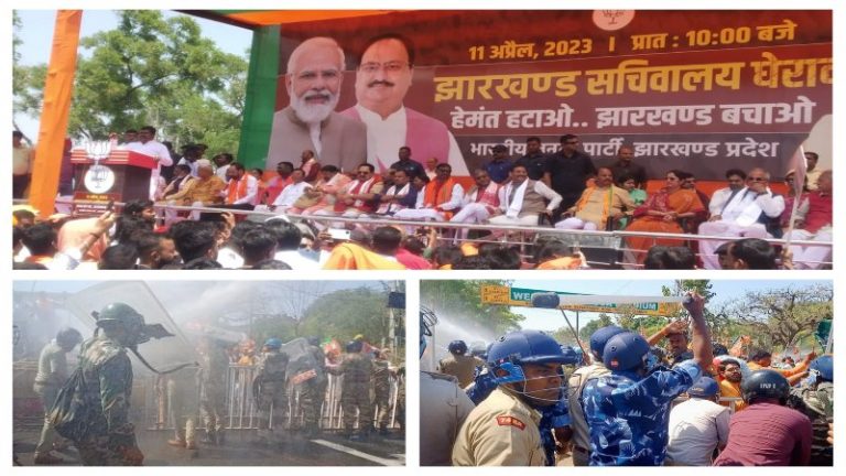 प्रदर्शनकारियों पर झारखंड पुलिस ने बरसाई लाठियाँ: सड़क पर उतरे लोग, गूँजे ‘हेमंत सोरेन की तानाशाही नहीं चलेगी’ और ‘तख़्त बदल दो’ के नारे