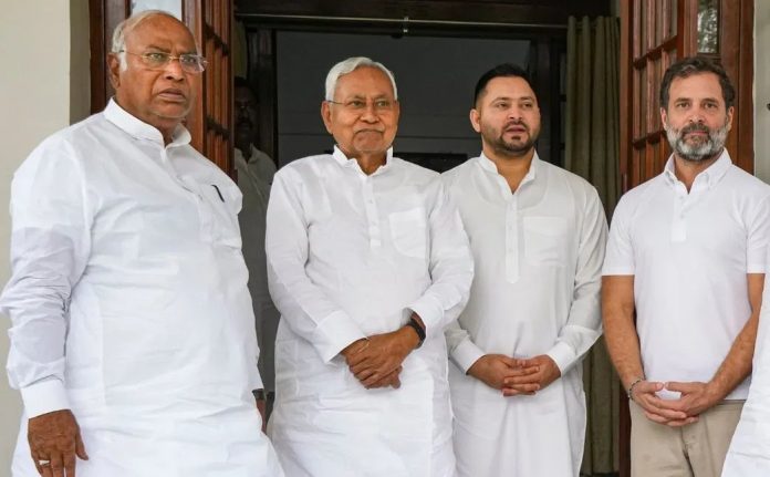 खड़गे, नीतीश, तेजस्वी और राहुल गाँधी