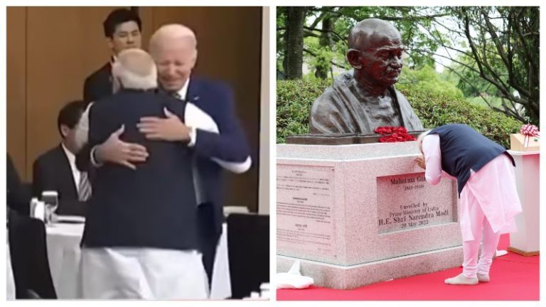 बैठक में थे कई दिग्गज नेता, लेकिन ढूँढ कर PM मोदी से गले मिले अमेरिकी राष्ट्रपति जो बायडेन: हिरोशिमा में गाँधी प्रतिमा का भी अनावरण