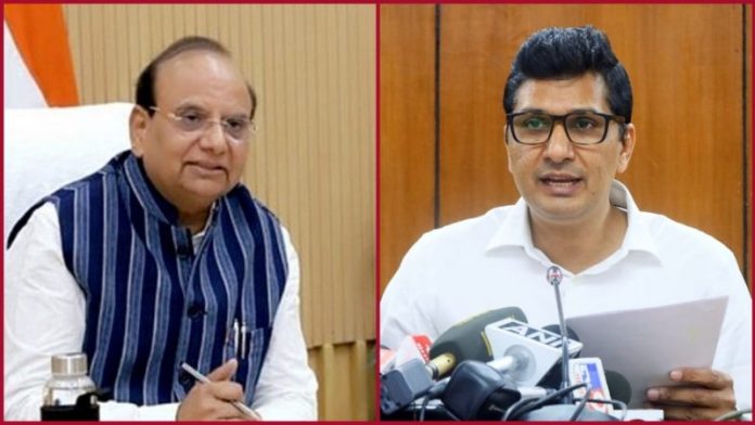 उपराज्यपाल वीके सक्सेना और मंत्री सौरभ भारद्वाज