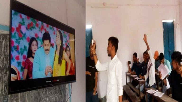 TV पर चल रहा था पवन सिंह का गाना, सामने बैठकर जीव विज्ञान की परीक्षा दे रहे थे छात्रः बिहार के एक सरकारी स्कूल का Video वायरल