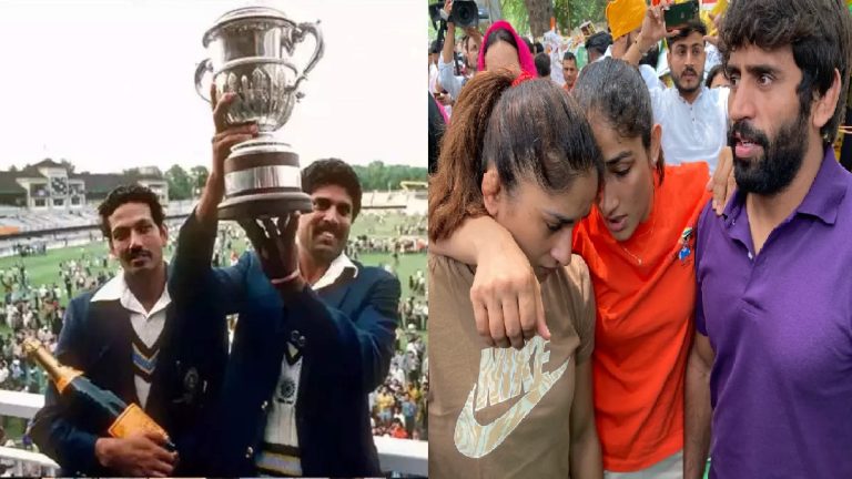 पहलवानों के साथ 1983 की वर्ल्ड चैंपियन टीम, टिकैत का अल्टीमेटम- 9 जून तक गिरफ्तारी नहीं तो जाएँगे जंतर-मंतर: बृजभूषण सिंह ने अयोध्या रैली स्थगित की
