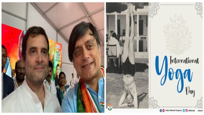 राहुल गाँधी के साथ थरूर और शीर्षासन करते नेहरू