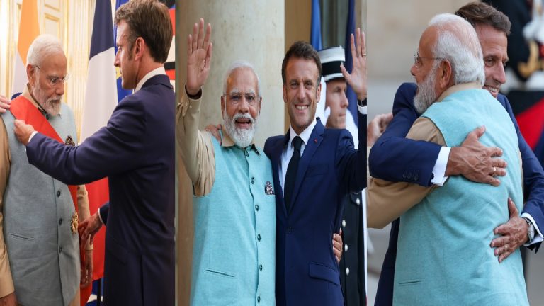राष्ट्रपति ने गले लगाकर किया स्वागत, जनता ने जयकारे लगाए: फ्रांस में PM मोदी को मिला सर्वोच्च नागरिक सम्मान, भारतीय छात्रों को भी तोहफा