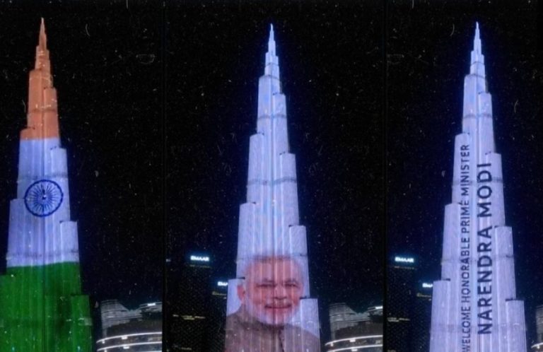 PM मोदी के UAE पहुँचने पर बुर्ज खलीफा पर दिखा भारत का तिरंगा: स्वागत खुद क्राउन प्रिंस ने किया, राष्ट्रपति से भी मुलाकात