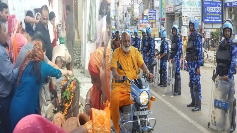 ‘कोई अनुमति की ज़रूरत नहीं, होकर रहेगा जलाभिषेक’: नूहं में हिन्दू संगठनों को रोकने के लिए सरकार ने कसी कमर, नल्हड़ मंदिर में उमड़ी भक्तों की भीड़