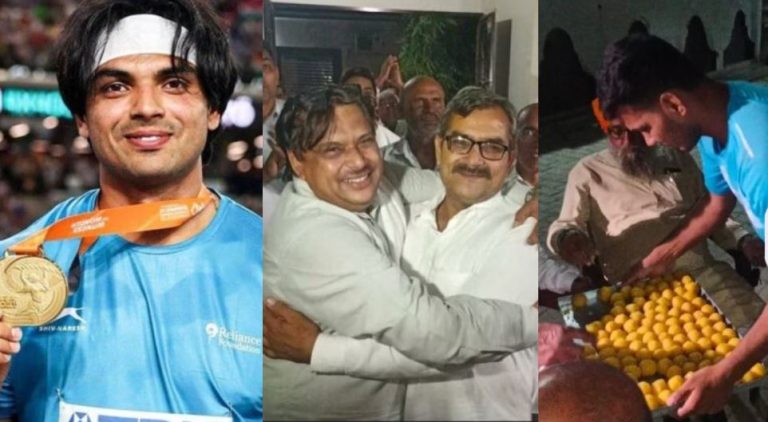 ‘ये पूरे देश की जीत है, वो उम्मीदों पर खड़ा उतरा’: बेटे के गोल्ड मेडल पर बोले नीरज चोपड़ा के पिता, माँ ने कहा – लौटने के बाद फिर मनाएँगे जश्न
