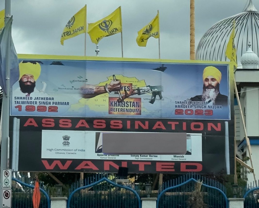 कनाडा में खालिस्तानी भारतीय राजनयिकों की हत्या की धमकी देने वाले होर्डिंग लगा रहे हैं