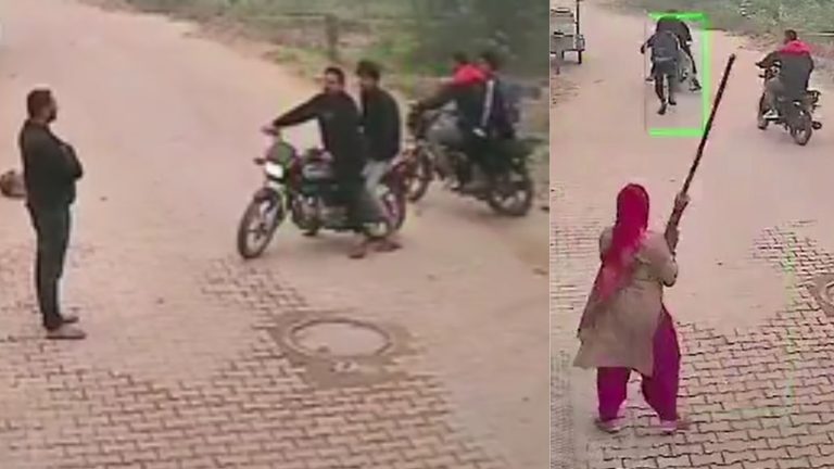 घर के सामने ही गोली बरसा रहे थे शूटर्स: बुजुर्ग महिला ने झाड़ू लेकर दौड़ा लिया, अकेले ही चार को भगाया; वीडियो वायरल