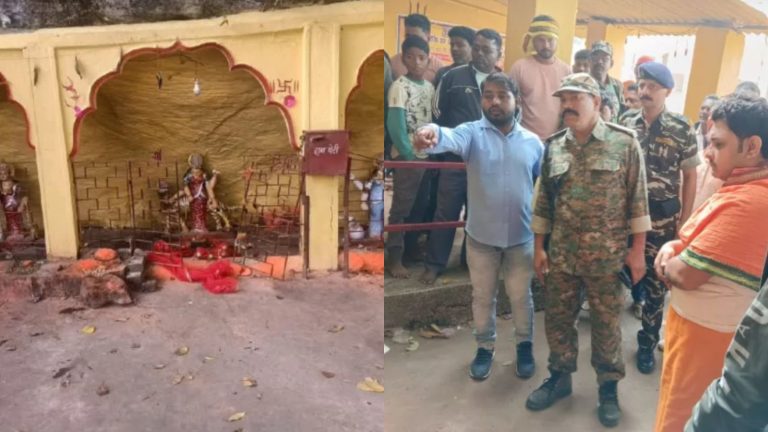 बस से आई 50 लोगों की भीड़, झारखंड में मंदिर पर हमला कर हथौड़े से मूर्तियों को तोड़ डाला: पुजारी पर तलवार से हमला, सड़क पर आक्रोशित हिन्दुओं का प्रदर्शन