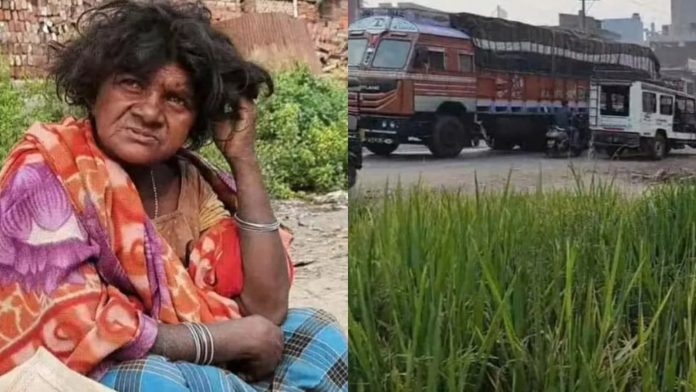 मानसिक विक्षिप्त महिला ने NH34 पर धान उगाई