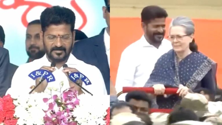 आगे-आगे सोनियम्मा, पीछे पीछे रेवंत रेड्डी… तेलंगाना के नए CM ने ली शपथ, जानिए कैबिनेट में किनको मिली जगह