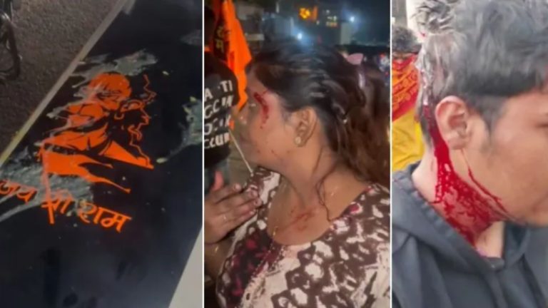 बजरंग बली के पोस्टर फाड़े, झंडों पर उल्टियाँ तक की… हिन्दुओं की शोभा यात्रा पर रॉड लेकर कट्टर इस्लामी भीड़ का हमला, कहा – ‘देखेंगे तुम्हारे राम बचाने आते हैं कि नहीं’