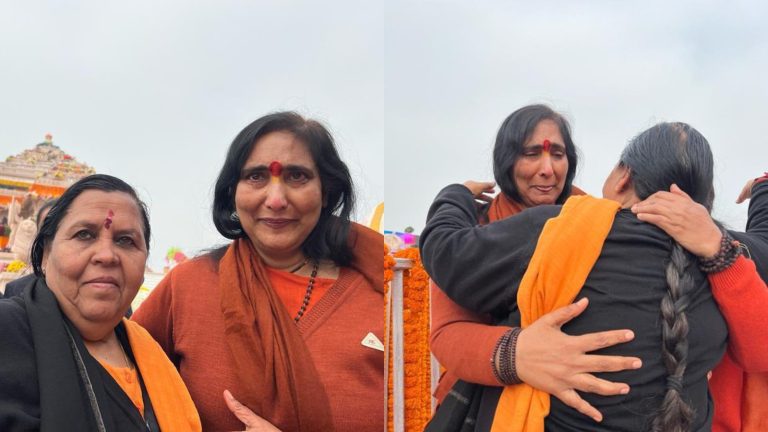 अयोध्या में खुद की ‘छाया’ का आलिंगन कर साध्वी ऋतम्भरा के नेत्र हुए गीले, राम जन्मभूमि मुक्ति की आवाज़ बनी थीं नारी शक्तियाँ
