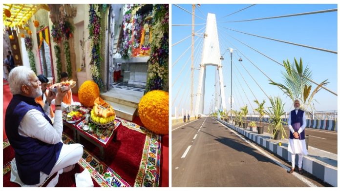 द्वारकाधीश मंदिर में और सुदर्शन ब्रिज पर पीएम मोदी