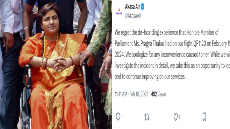 साध्वी प्रज्ञा का इमरान एंड गैंग ने झटका था व्हीलचेयर, किया दुर्व्यवहार: MP ने बताया षड्यंत्र, अकासा एयर ने कहा- तकलीफ के लिए माफ करें