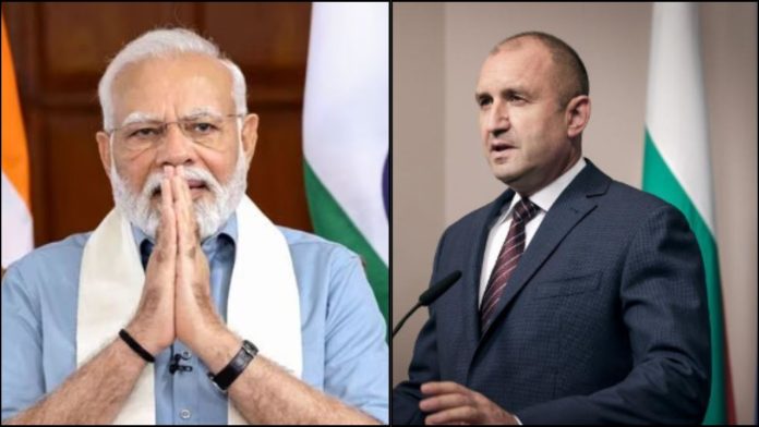 बुल्गारिया के राष्ट्रपति रूमेन रादेव (दाएँ) ने पीएम मोदी का आभार