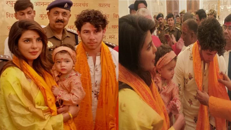 जिस प्रियंका चोपड़ा को नहीं बर्दाश्त था दिवाली पर पटाखों का धुआँ, वो परिवार सहित राम मंदिर पहुँचीं: लगवाया माथे पर टीका, ओढ़ने को मिला भगवा