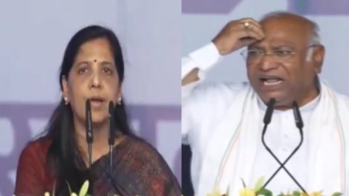 सुनीता केजरीवाल और मल्लिकार्जुन खड़गे