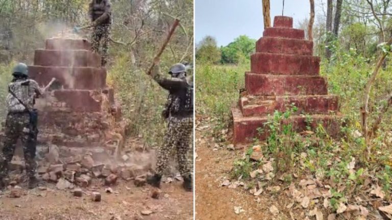 छत्तीसगढ़ में ITBP ने जमींदोज किया नक्सलियों का ‘स्मारक’, टीलेनुमा आकृति पर लाल झंडा लगाकर घोषित करते थे अपना इलाका