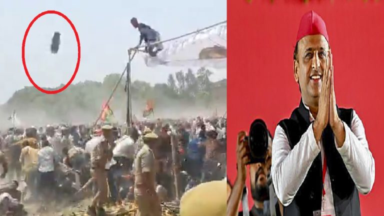 आजमगढ़ में अखिलेश यादव की सभा में चले ईंट-पत्थर, भगदड़ में कई घायल: फूलपुर से भी अखिलेश-राहुल बिना भाषण दिए लौट गए थे