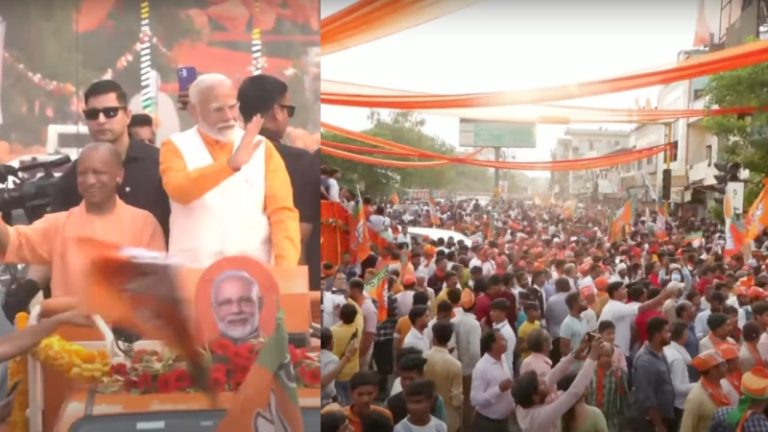 डमरू की डमडम, मंत्रों की गूँज, शंखनाद, कलाकारों की प्रस्तुतियाँ, साथ में ‘शिवगण’… वाराणसी की गलियों में PM के रोडशो में उमड़ा जनसैलाब, लोग बोले – हमार काशी, हमार मोदी