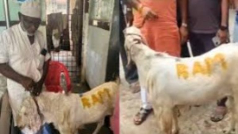 बकरीद में जिस बकरे को काटने वाले थे, उस पर लिख दिया ‘राम’: वीडियो वायरल होने के बाद पुलिस ने दुकान पर जड़ा ताला, आरोपित गिरफ्तार