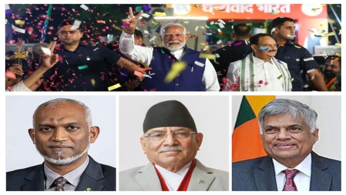 पीएम मोदी और मालदीव के मुइज्जू, नेपाल के प्रचंड और श्रीलंका के विक्रमसिंघे