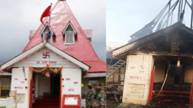 कश्मीर के 106 साल पुराने शिव मंदिर में लगी आग, दूर तक दिखी लपटें: सेना ने 3 साल पहले कराया था जीर्णोद्धार, देखिए Video