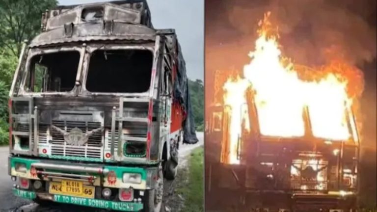 मणिपुर में चरमपंथी कुकियों को पता चला कि ट्रक का मालिक मैतेई है, फिर वाहन को कर दिया आग के हवाले: इससे पहले CRPF के बस में भी लगाई थी आग