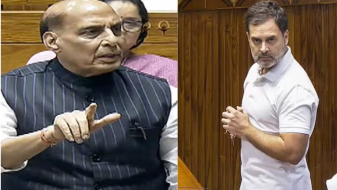 रक्षा मंत्री राजनाथ सिंह और राहुल गाँधी