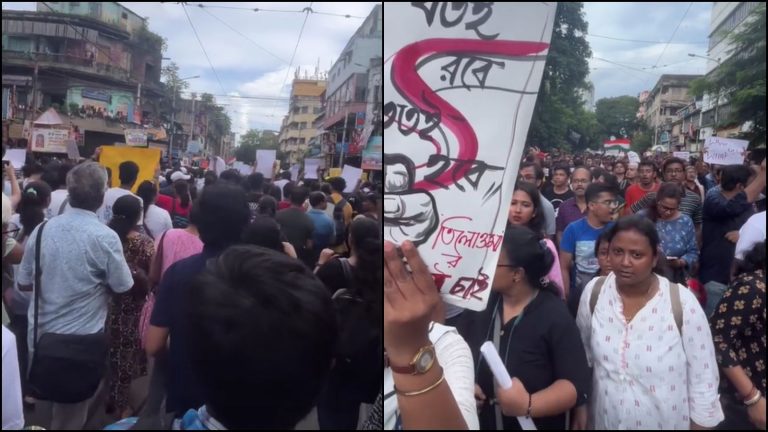 कोलकाता रेप-मर्डर के खिलाफ प्रदर्शन कर रही महिला को दिखाया लिंग, बंगाल पुलिस ने मानसिक रोगी बता छोड़ा: अब CCTV से ढूँढ रही