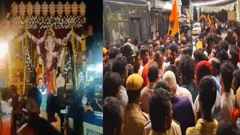 कर्नाटक के मांड्या में गणपति विसर्जन के दौरान हमला | Tension in karnataka's mandya after stones pelted at Ganesh idol Procession