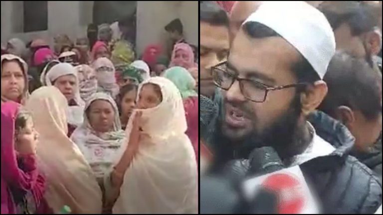 आतंकी जाँच मामले में मौलवी हिरासत में, हंगामा मचाने आई बुर्काधारियों को फोर्स ने कंट्रोल किया: मीडिया ने कहा- धक्का-मुक्की हुई, पुलिस ने बताया- हालात अब सामान्य