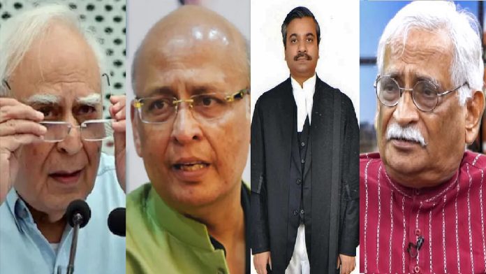 कपिल सिब्बल, अभिषेक मनु सिंगवी, हुजेफा अहमदी और राजीव धवन