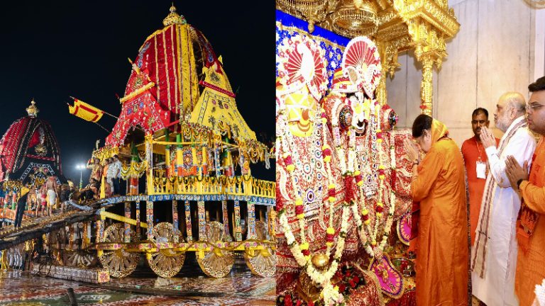 12 दिन की यात्रा पर चले भगवान जगन्नाथ, अहमदाबाद में अमित शाह ने की मंगला आरती: रथयात्रा की सुरक्षा में लगे 10000 पुलिसकर्मी, कृष्ण-सुभद्रा-बलराम की सवारी देखने दुनियाभर से पहुँचते हैं लोग