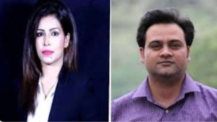 पत्रकार शाजिया निसार और आदर्श झा