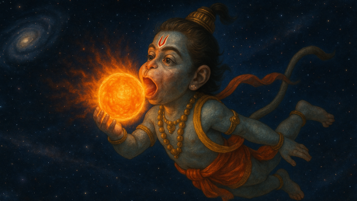 हनुमान जी, सूर्य को निगलते हुए