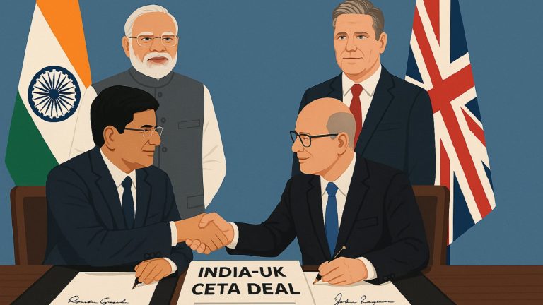 3 साल-14 राउंड बातचीत के बाद India-UK ने साइन की CETA डील, 99% भारतीय सामानों पर 0% ड्यूटी: ₹2.8 लाख करोड़ का व्यापार बढ़ेगा, जानिए दोनों देशों को समझौते से कितने फायदे