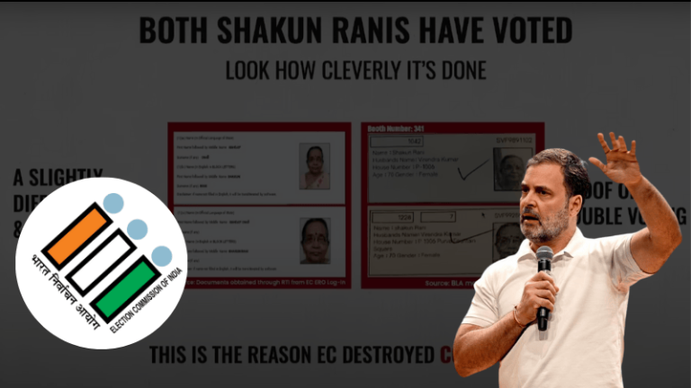 ‘फर्जी दस्तावेज’ के आधार पर 2 बार वोटिंग के दावे पर राहुल गाँधी को चुनाव आयोग ने भेजा नोटिस, प्रेस कॉन्फ्रेंस में लगाए आरोपों के माँगे सबूत: 1 पते पर 80 वोटर वाला मामला भी निकला फेक
