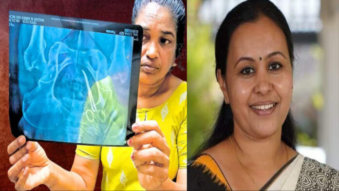 उषा जोसेफकुट्टी और केरल की स्वास्थ्य मंत्री वीना जॉर्ज