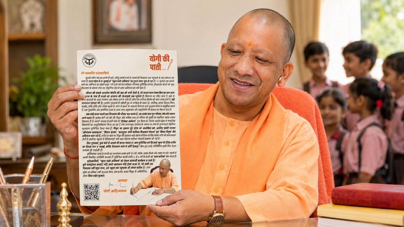 UP CM ने जनता के नाम लिखी ‘योगी की पाती’, ‘स्कूल चलो अभियान’ को जनांदोलन बनाने की अपील: बच्चों के उज्ज्वल भविष्य के लिए स्कूलों में 100% नामांकन का टारगेट